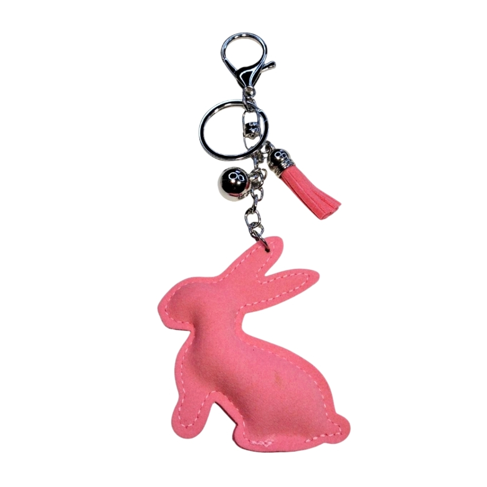 Pink Rhinestone Bunny Keychain - Picture 3 of 4